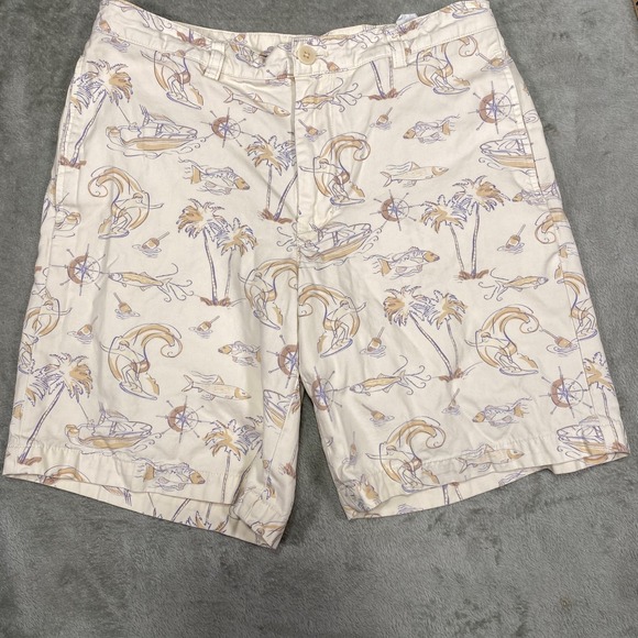 Vineyard Vines Shorts Mens 30 Boat Fish Palm Tree Print Surf Nautical Beach Summ - Picture 1 of 11